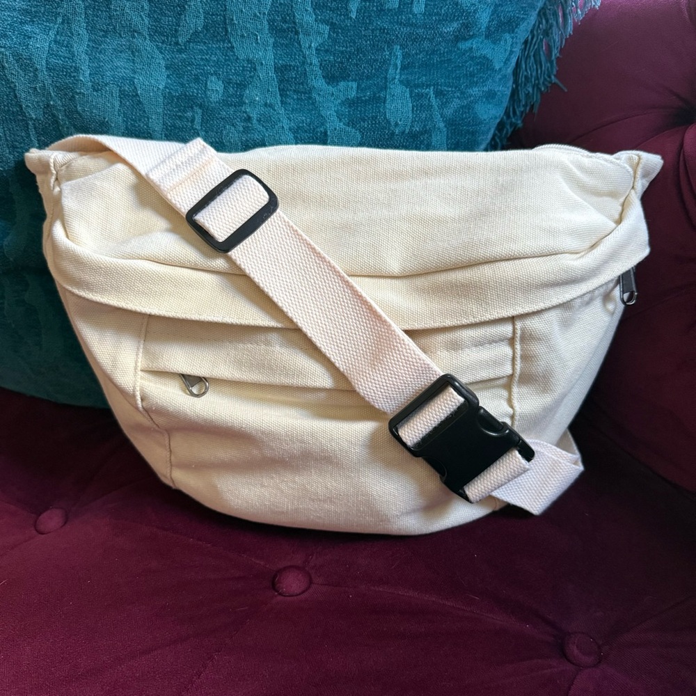 Cream Canvas Extra Large Crossbody Bum Belly Bag